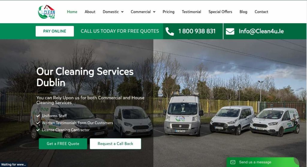 Clean 4 U Cleaning Services' Homepage