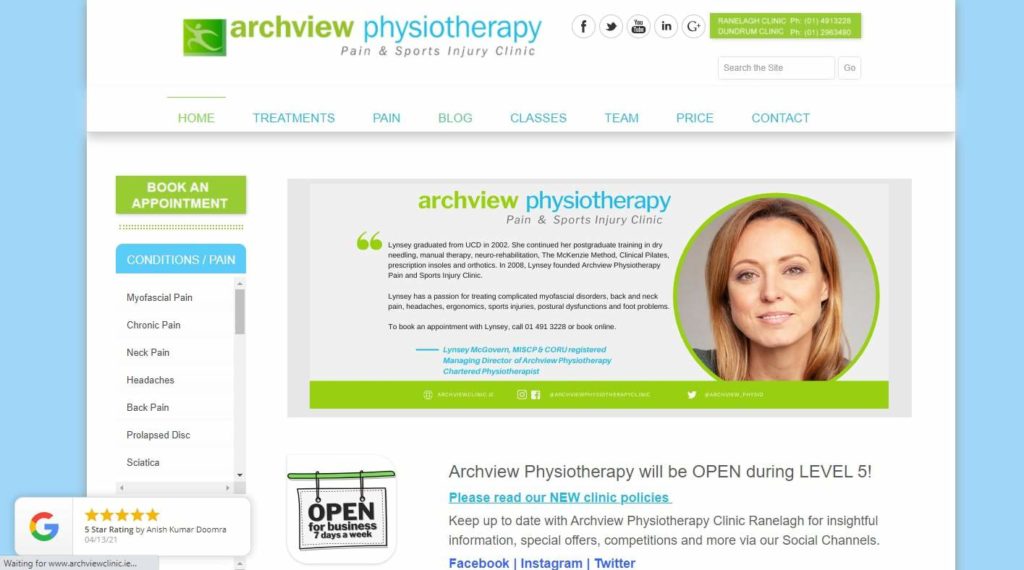 Archview Physiotherapy Pain & Sports Injury Clinic's Homepage