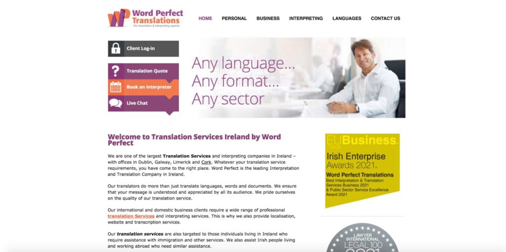 Word Perfect Translation Services' Homepage