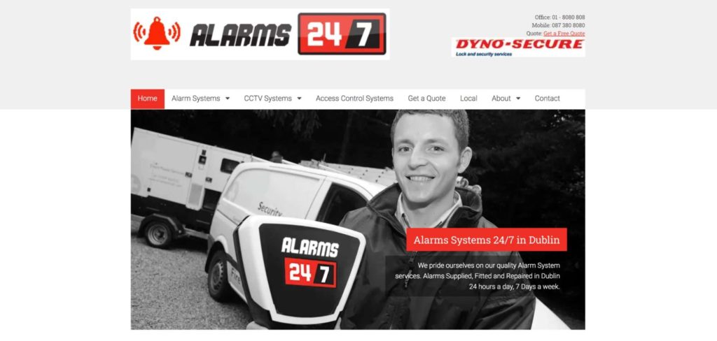 Alarms 24/7's Homepage
