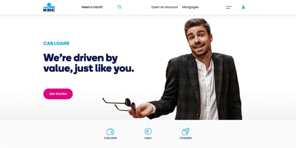 KBC Bank's Homepage