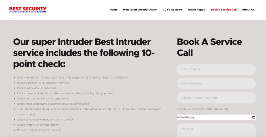 Best Security Monitored Alarm Systems' Homepage