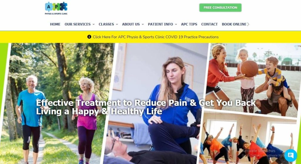 APC Physio & Sports Clinic's Homepage