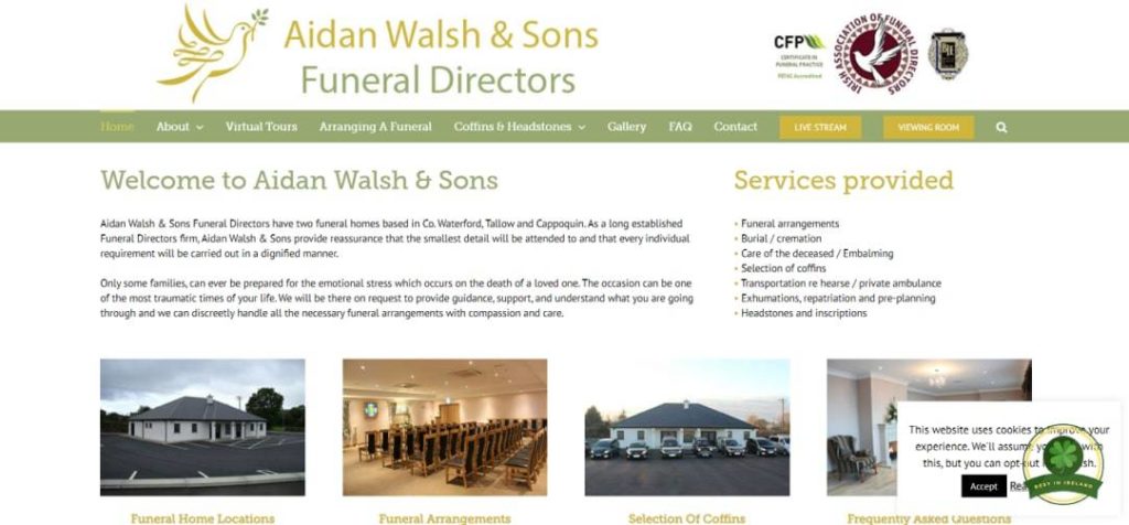 Aidan Walsh & Sons Funeral Directors' Homepage