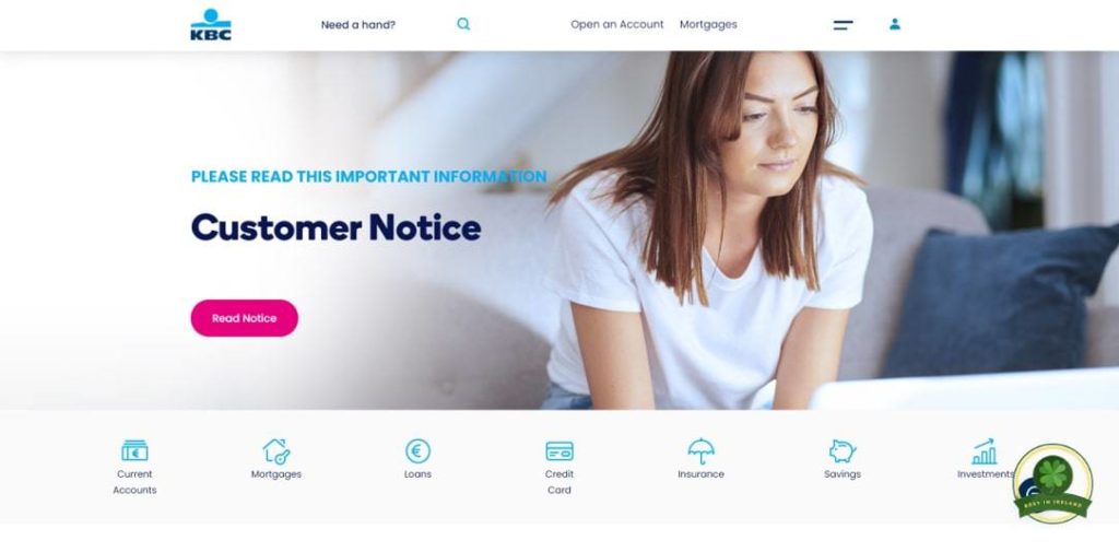 KBC Bank Ireland's Homepage