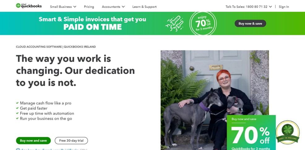 Quickbooks Online's Homepage