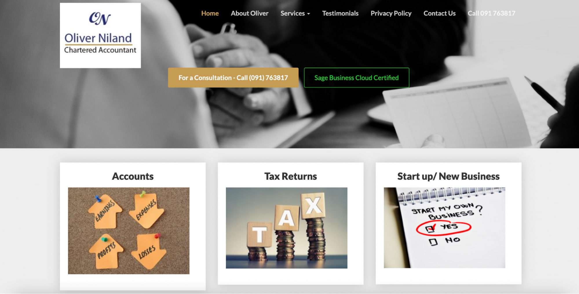 Oliver Niland Chartered Accountant's Homepage