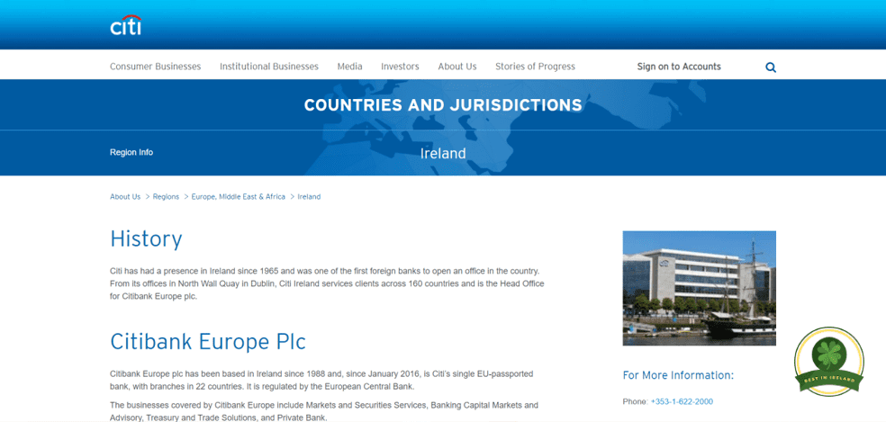 Citibank Europe's Homepage