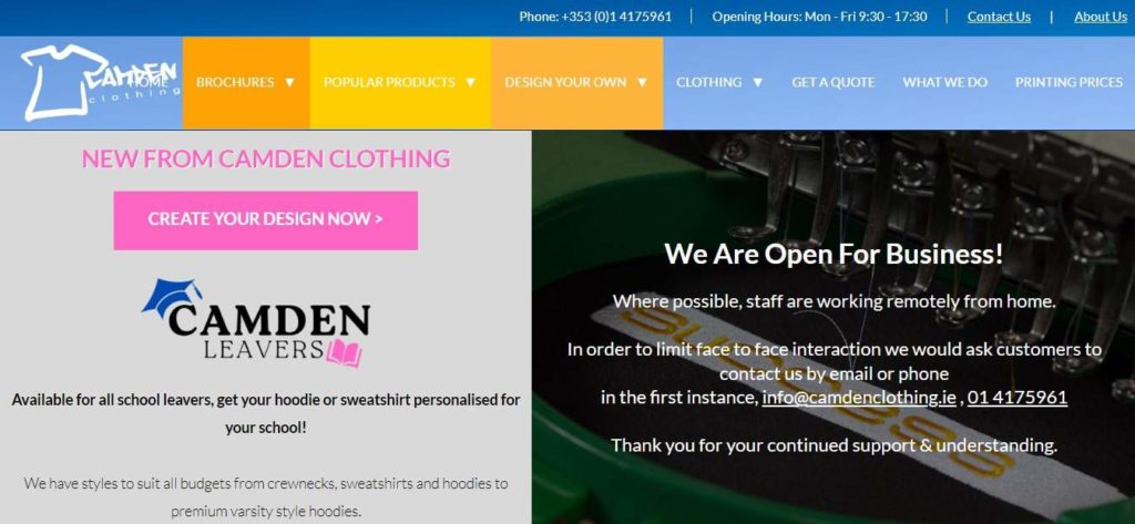 Camden Clothing Homepage