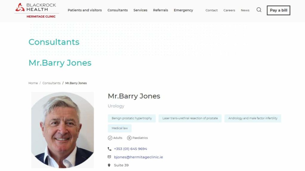 Dr Barry Jones of Blackrock Clinic Homepage