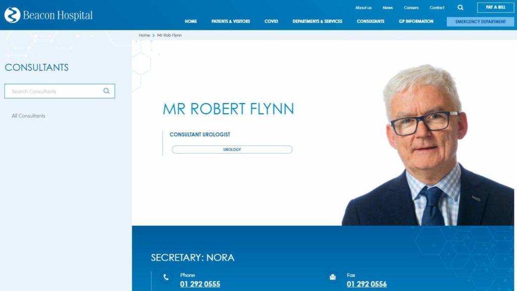 Dr Robert Flynn of Beacon Hospital Homepage