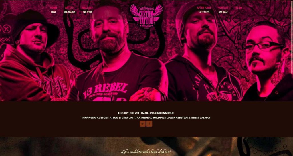 Inkfingers Custom Tattoo Studio Homepage
