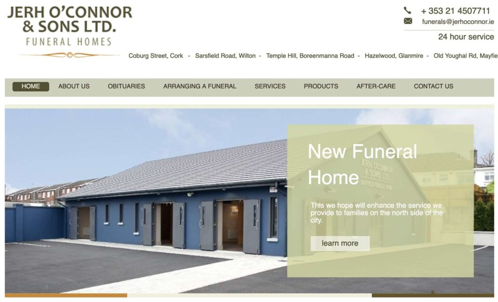 Jerh O’Connor & Sons Funeral Homes Homepage