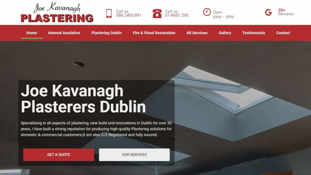 Joe Kavanagh Plasterers Dublin Homepage