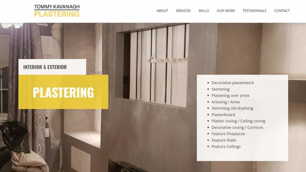 Tommy Kavanagh Plasterer Dublin Homepage