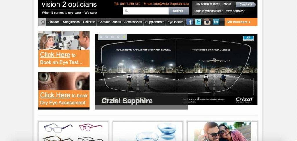 Vision 2 Opticians Homepage