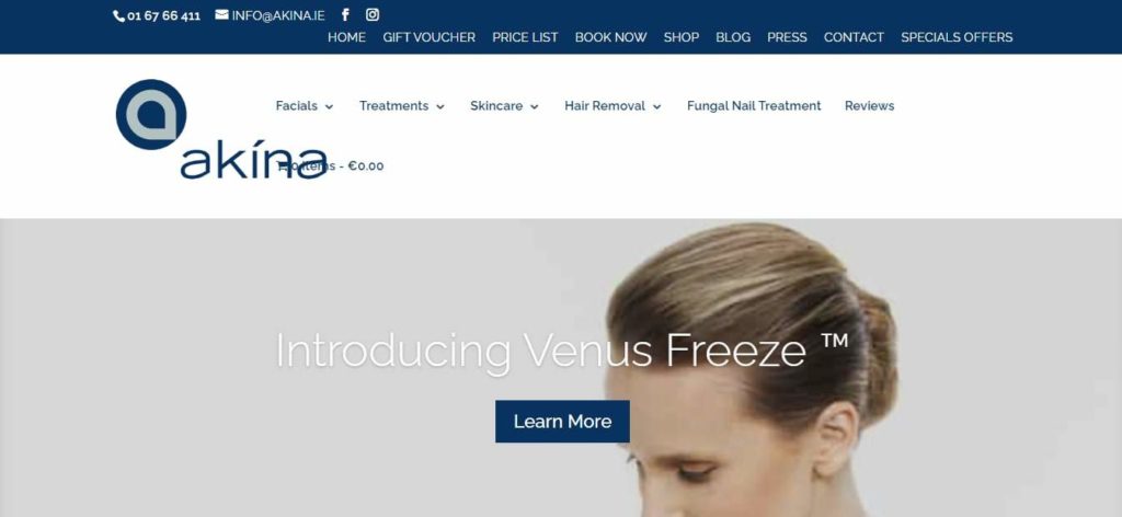 Akina Beauty and Laser Clinic Homepage