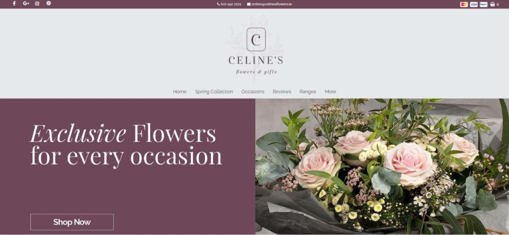 Celine’s Flowers and Gifts Homepage