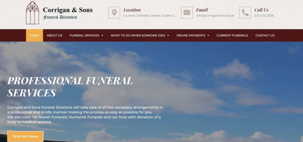Corrigan & Sons Funeral Director Homepage