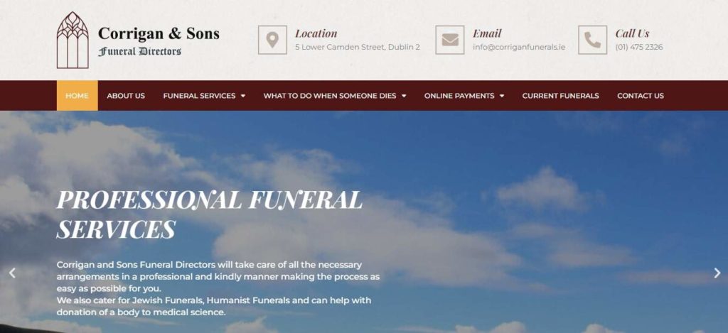 Corrigan & Sons, Funeral Directors Homepage