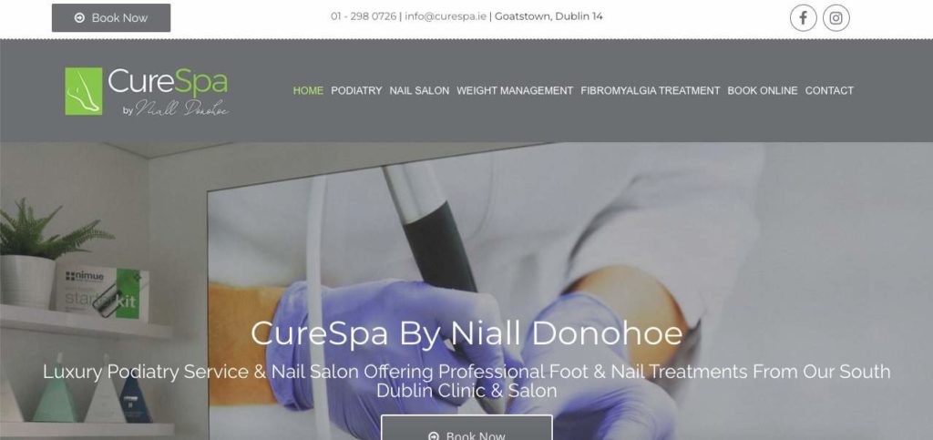Cure Spa and Podiatry Clinic by Niall Donohoe Homepage