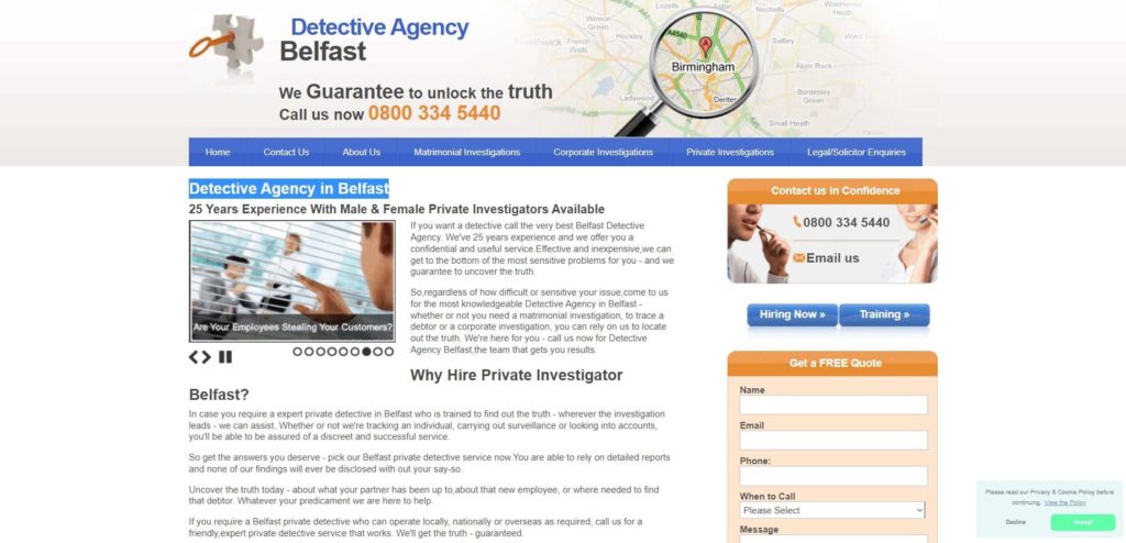 Detective Agency Belfast Homepage