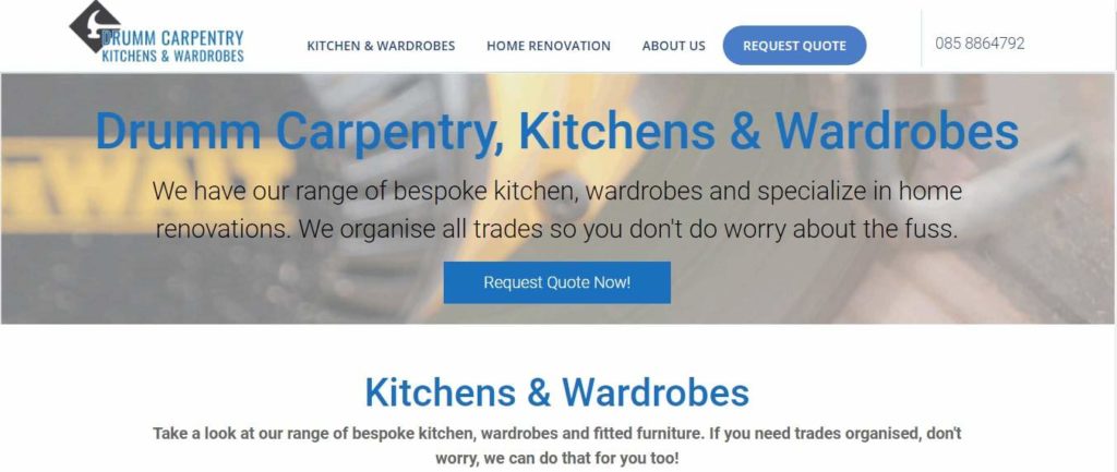 Drumm Carpentry, Kitchens & Wardrobes Homepage