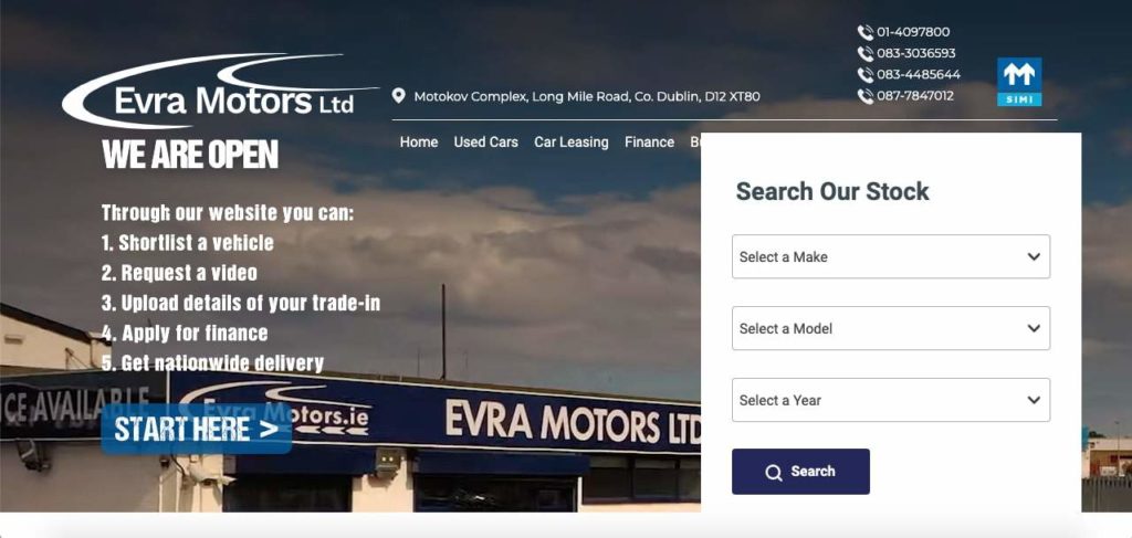 Evra Motors Homepage