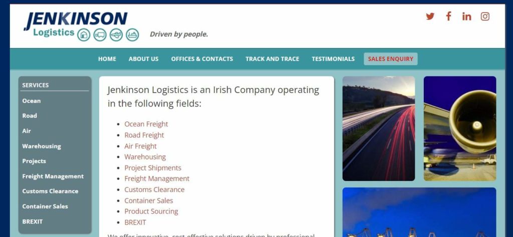 Jenkinson Logistics Homepage
