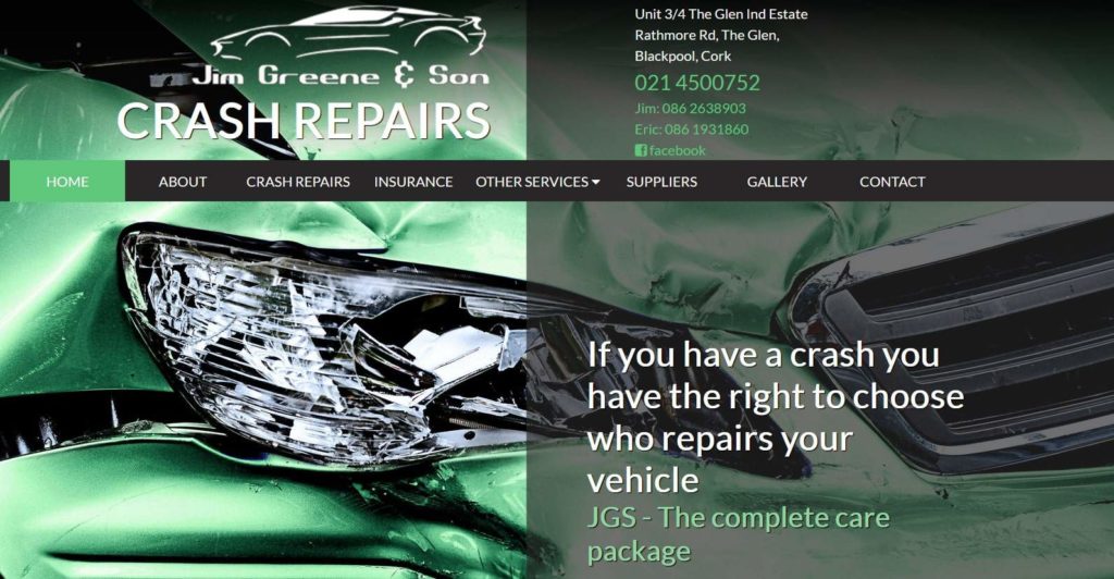 Jim Greene & Son Crash Repairs Homepage