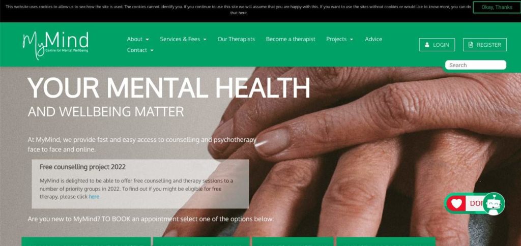 My Mind Centre for Wellbeing Homepage