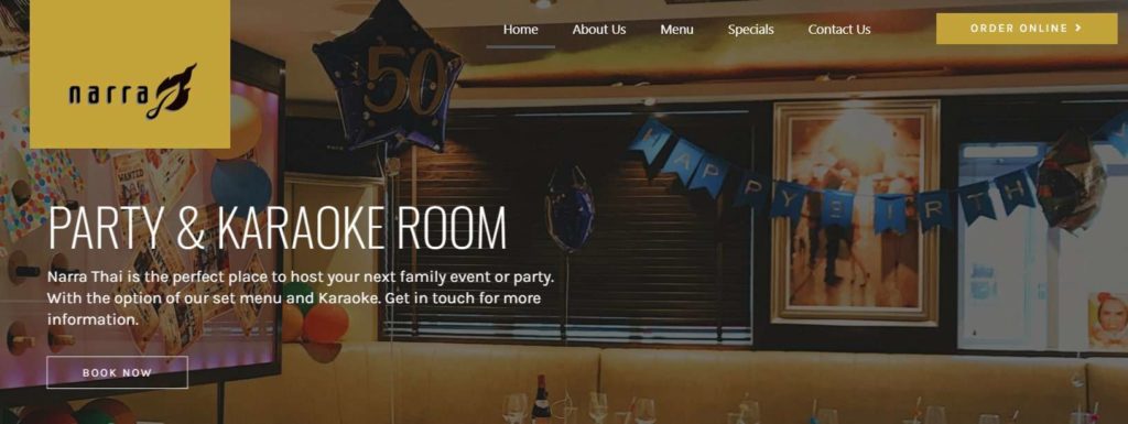 Narra Thai & Asian Restaurant Homepage