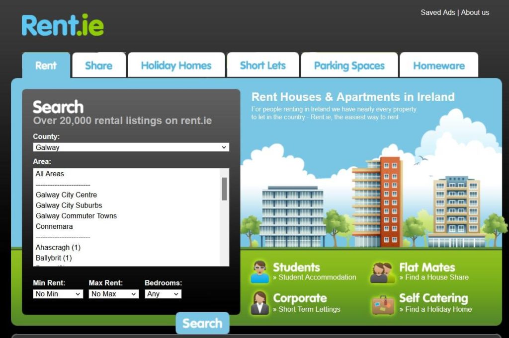 Rent.ie Homepage