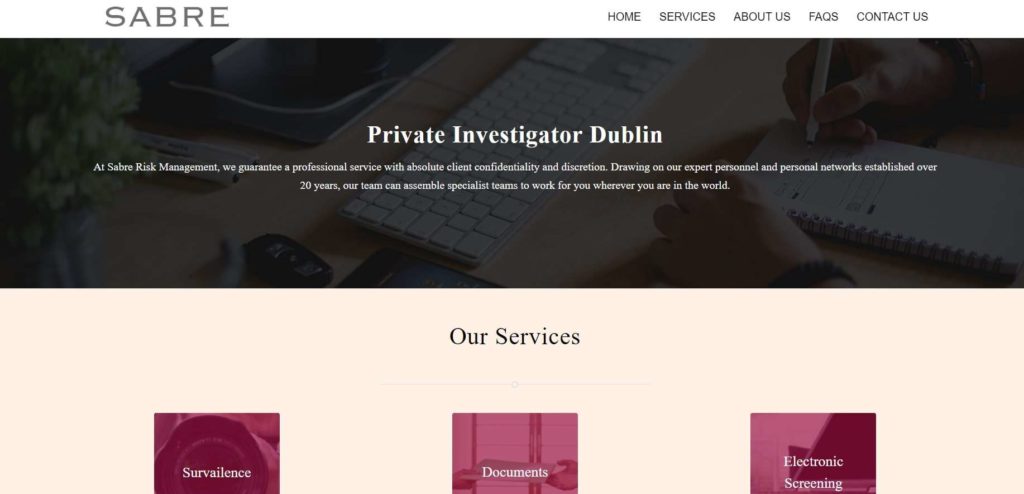 Sabre Private Investigator Homepage