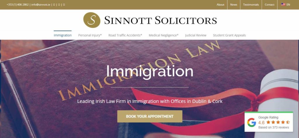 Sinnot Solicitors Homepage