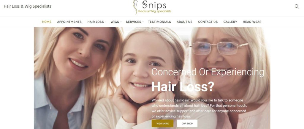 Snips Medical Wig Specialist Homepage