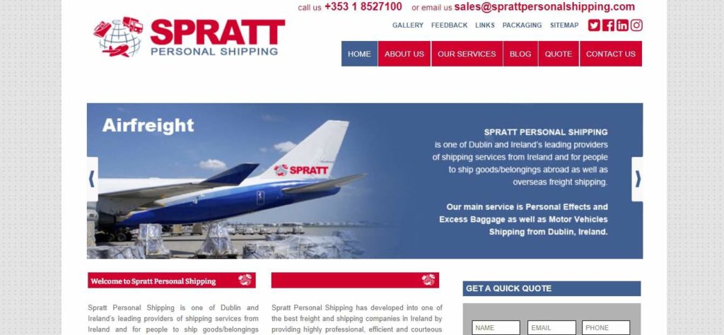 Spratt Personal Shipping Homepage