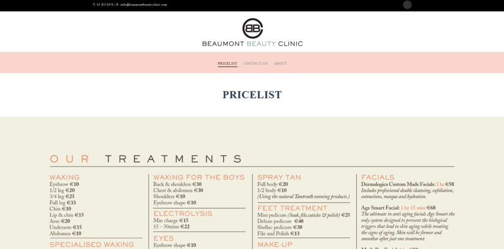 beaumont beauty clinic homepage