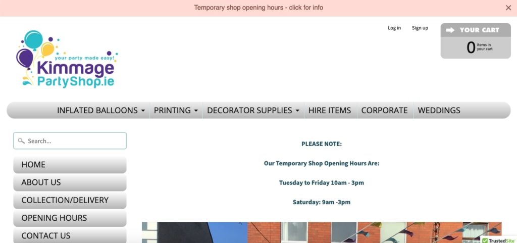 Kimmage Party Shop Homepage