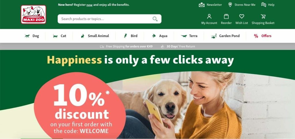 Maxi Zoo Homepage