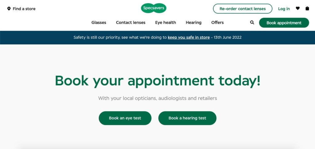 Specsavers Opticians Homepage