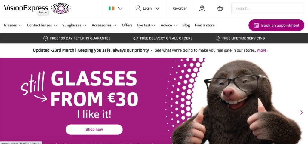 Vision Express Homepage