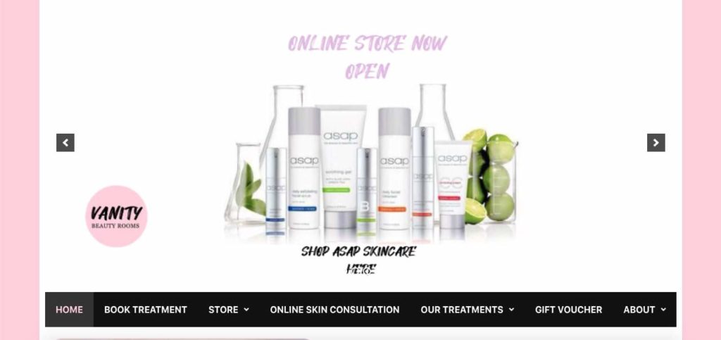 Vanity Beauty Rooms' Homepage