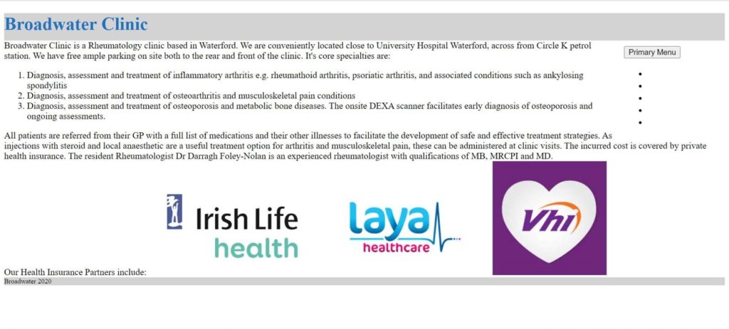 Dr. Darragh Foley-Nolan of Broadwater Clinic's Homepage