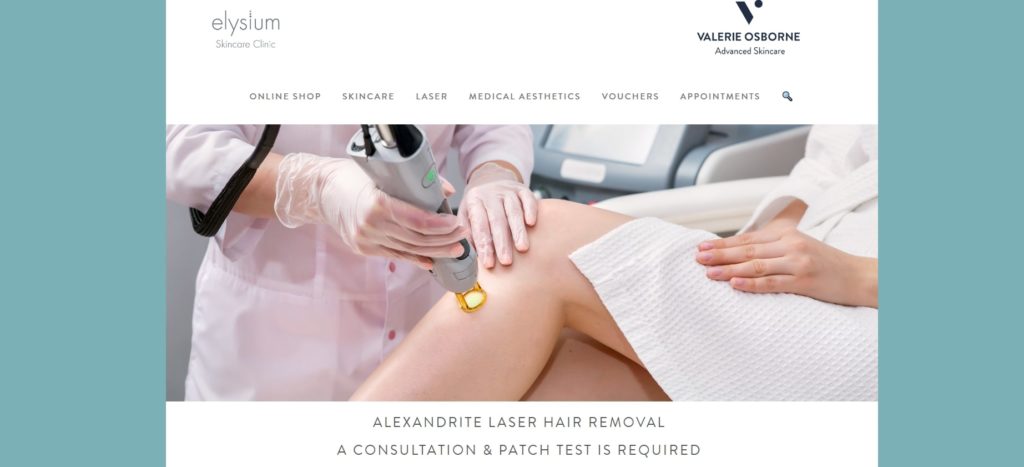 Elysium Skincare Clinic's Homepage