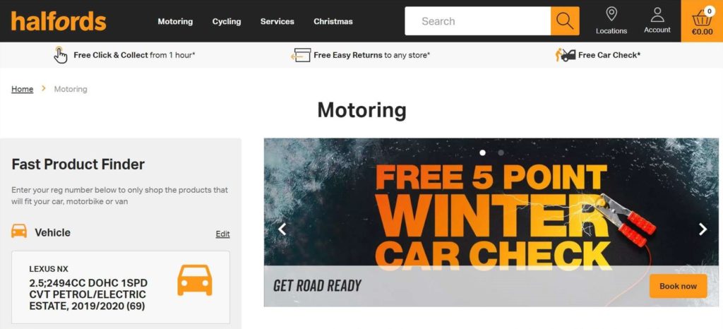 Halfords Homepage