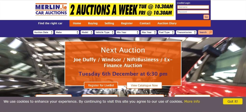 Merlin Car Auctions Homepage