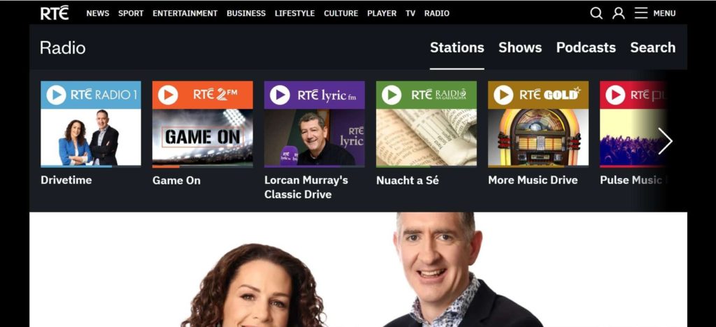 Raidió Teilifís Éireann (RTÉ) Radio's Homepage