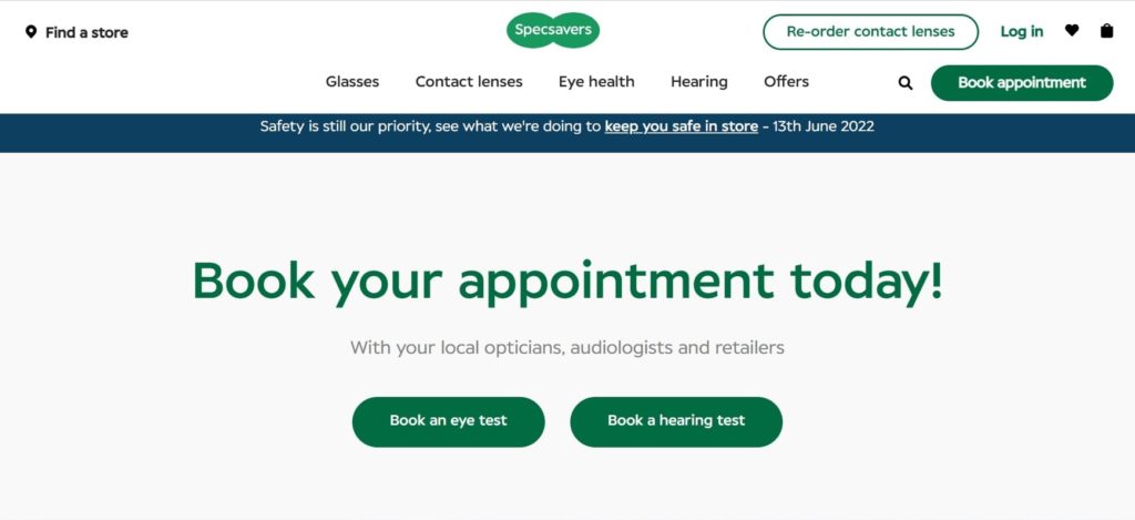 Specsavers Optical's Homepage