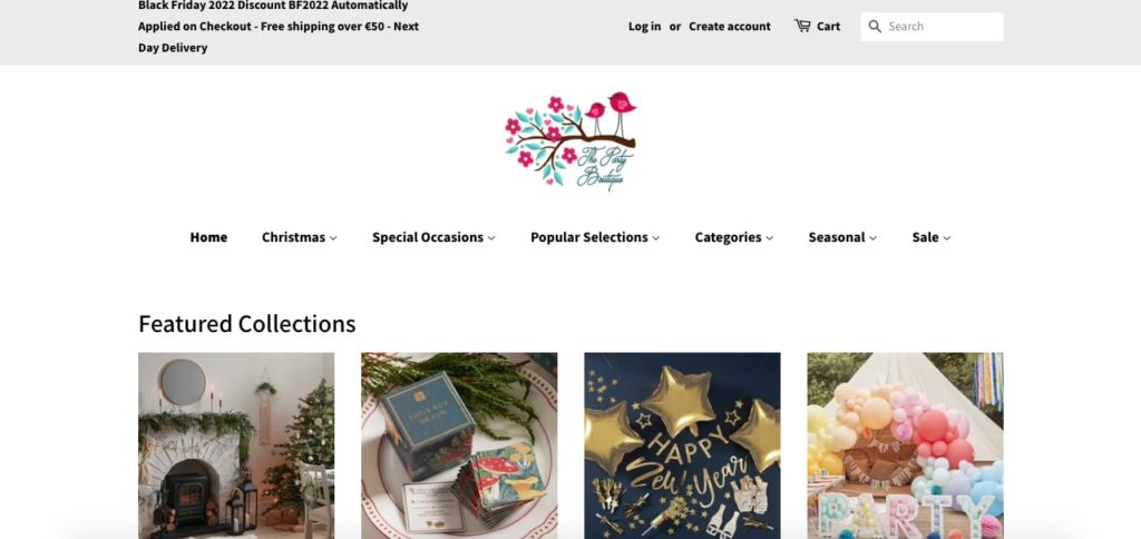The Party Boutique's Homepage